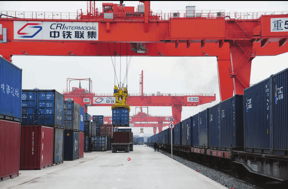 Railway container trailer